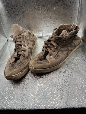 Coach Brown Logo High-Top Sneakers